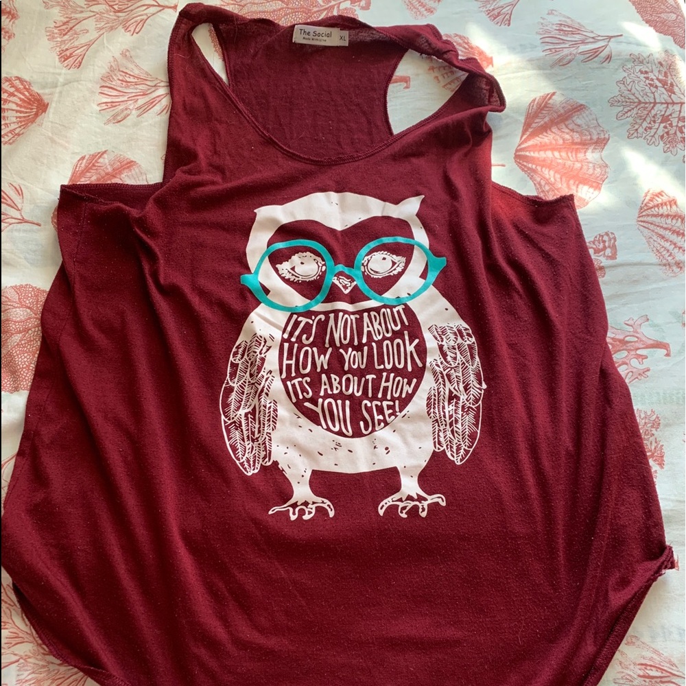 Cute owl Racerback tank maroon